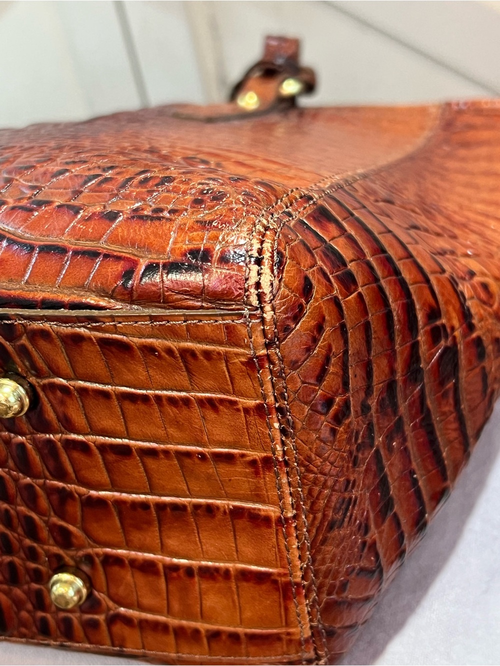 BRAHMIN Medium Asher Pecan Melbourne croc-embossed leather tote Gold hardware - Picture 12 of 15